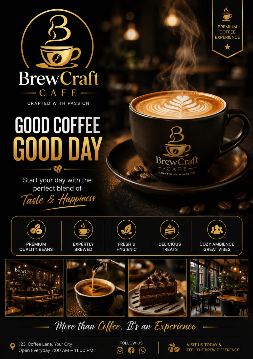 BrewCraft Cafe poster design
